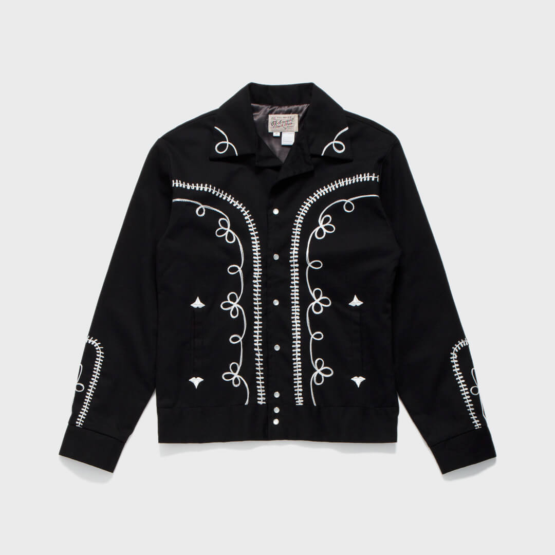 Rockmount Men's Vintage Black Suede Cloth Western Bolero Jacket with Bison  Embroidery